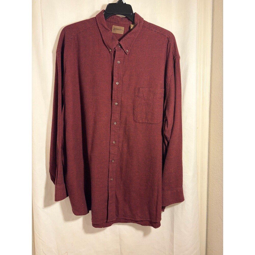 St. John’s Bay Men’s 3XLT Red & Black Houndstooth Button‑Up Shirt